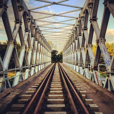 Old train bridge, Lehnitzschleuse, Oranienburg, Germany