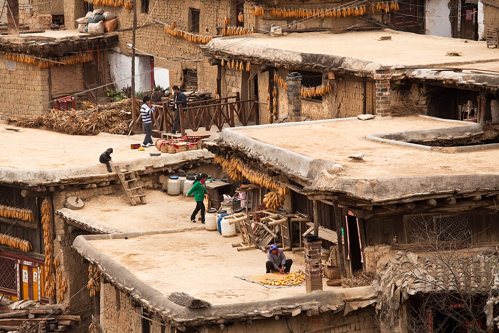 Old clay village in Yunnan, China