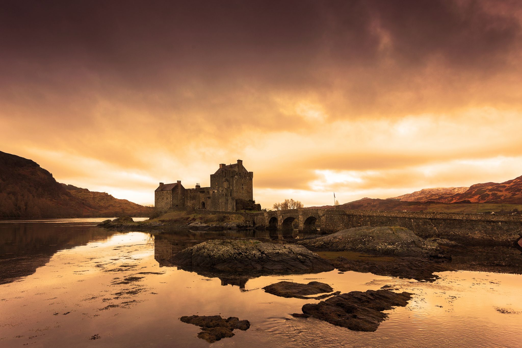 Side view of Eilean Donan Castle, Scotland, United Kingdom