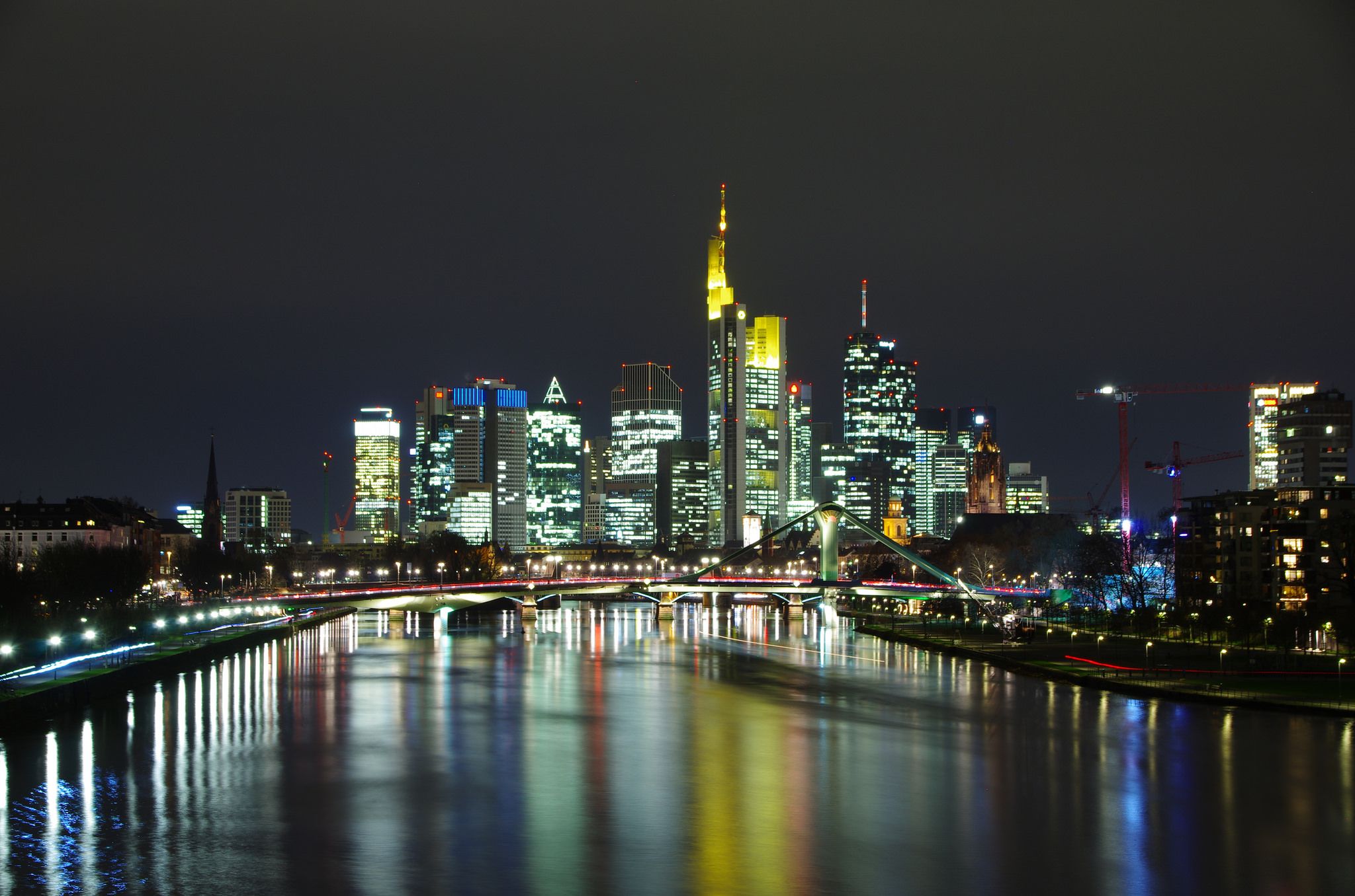 View from “Deutschherrenbridge“, Frankfurt am Main, Germany
