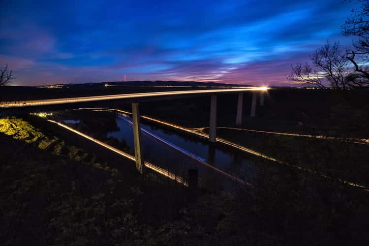 Light trails in Moselle valley