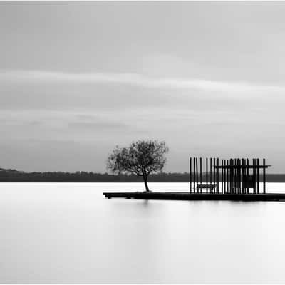 Ponton du lac d'Azur, Landes, France