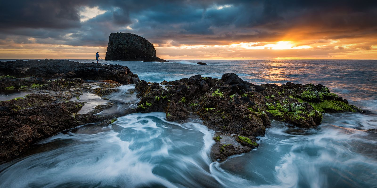 Tidal pools at afterglow, Portugal