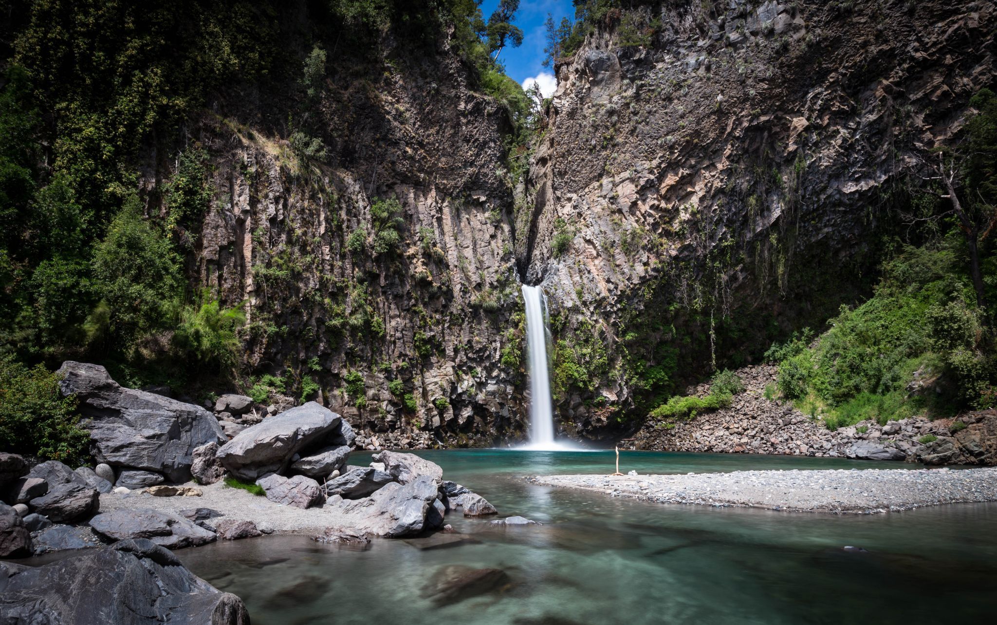 Water fall at siete tazas national park, Chile
