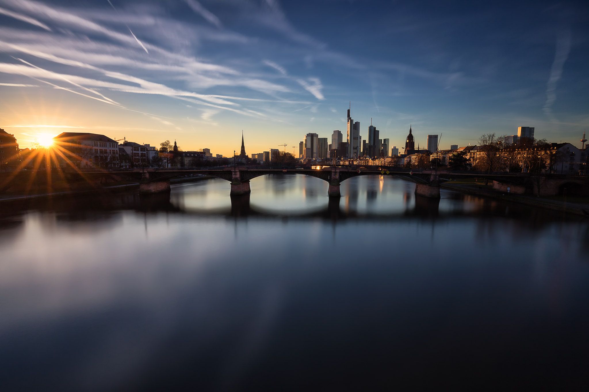 View from the Flößerbrücke, Frankfurt am Main, Germany