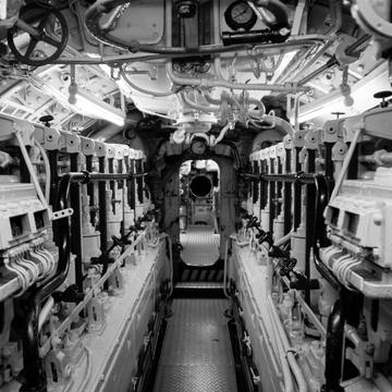 Inside submarine U-995 Type VIIC at the Laboe Naval Memorial, Germany