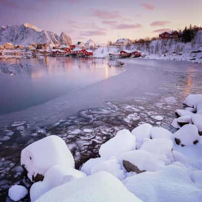 View of Reine from the waterfront, Lofoten, Norway