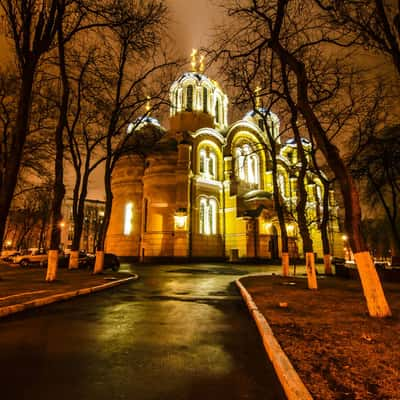 St Volodymyr's Cathedral at night, Ukraine