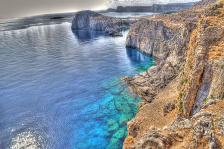 View from the cliffs of Lindos, Rhodes Island
