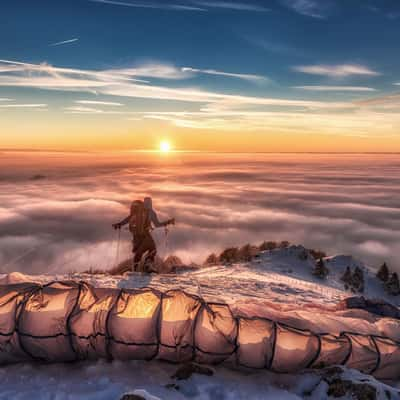 Paragliders on the top of Wasserkuppe (Rhön), Germany