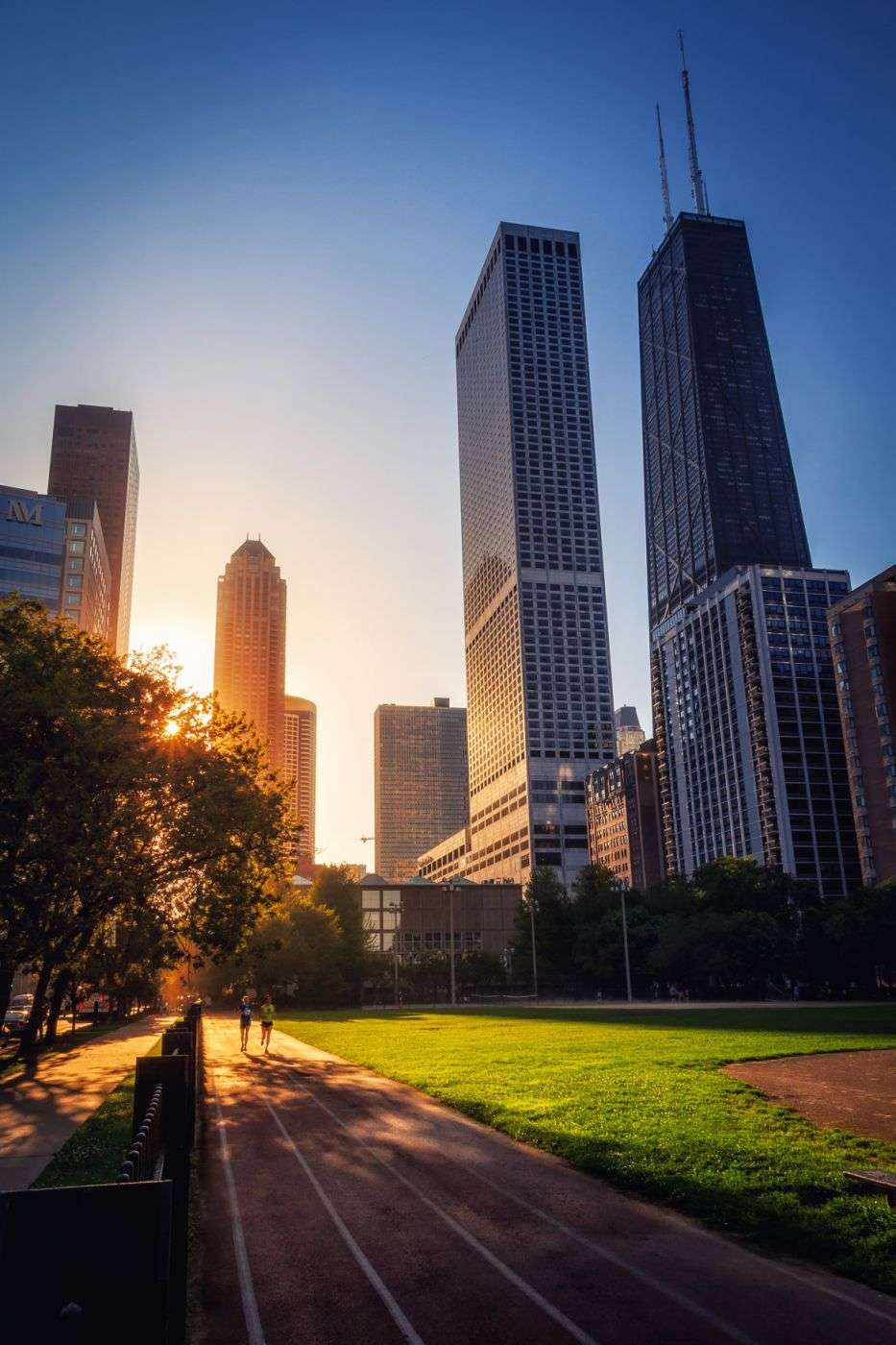 Park near John Hancock Center in Chicago, USA