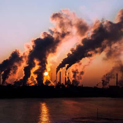 Bayer factory on a winter morning, Germany