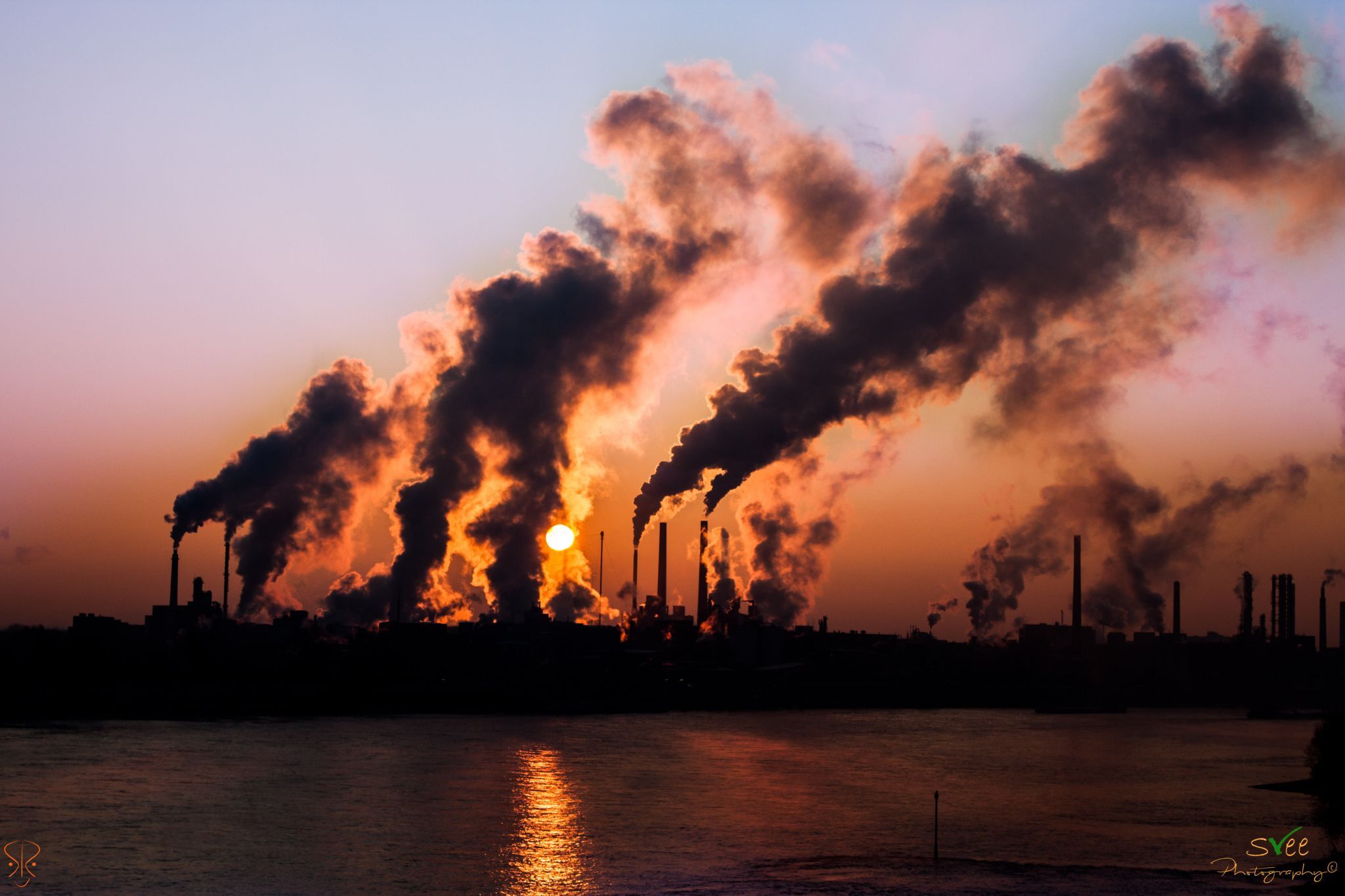 Bayer factory on a winter morning, Germany