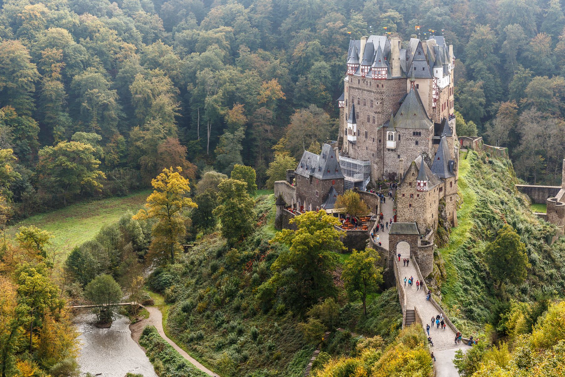 Upper view of Eltz Castle, Germany