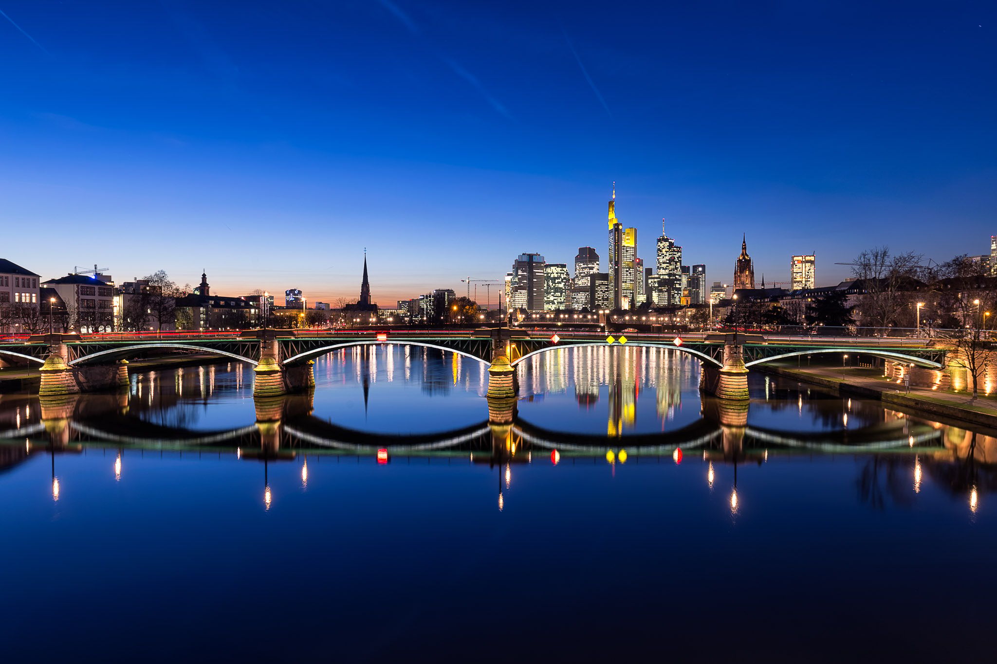 View from the Flößerbrücke, Frankfurt am Main, Germany