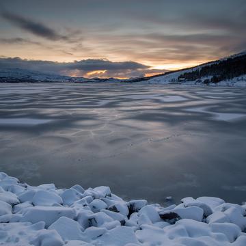 Frozen Lake Ostadvatnet, Norway