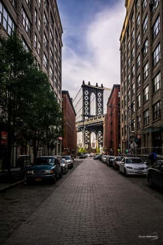 Manhattan Bridge from Washington St., New York City