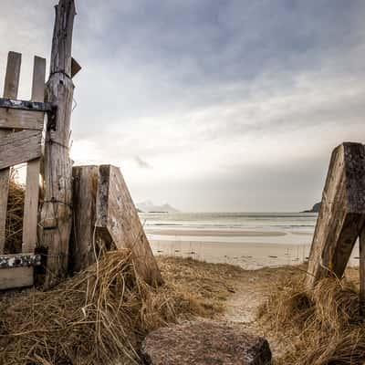 Way through to the beach in Vik, Norway