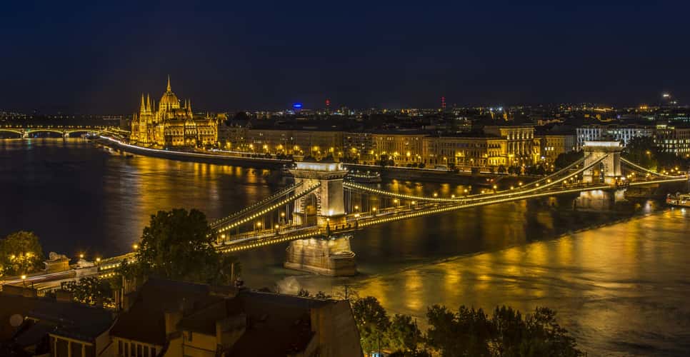 Chain Bridge and Hungarian Parliament, Budapest
