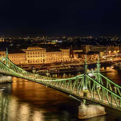 Liberty Bridge and Corvinus University, Budapest, Hungary