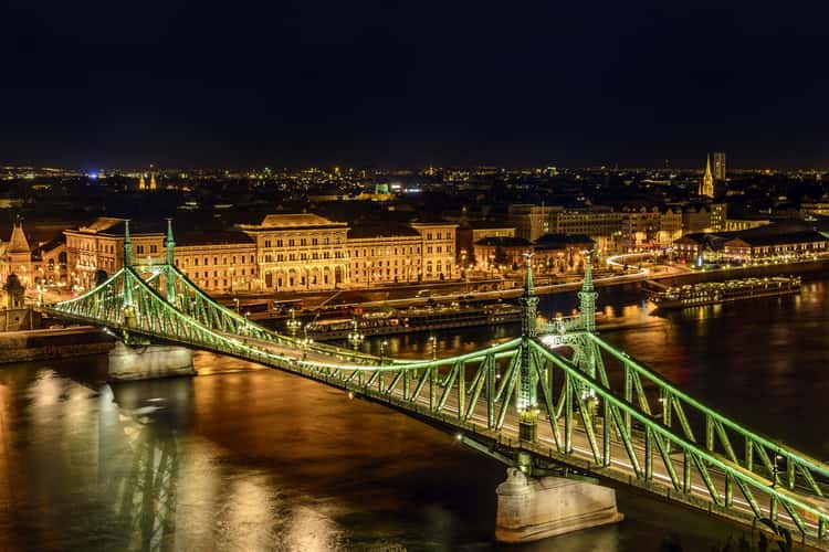 Liberty Bridge and Corvinus University, Budapest