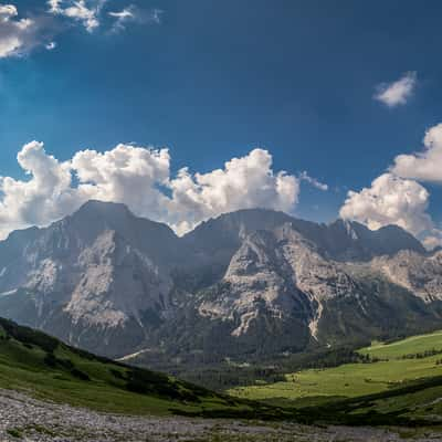 Panoramic View down to the Ehrwald Alm, Austria