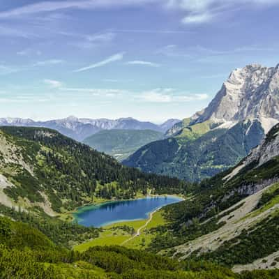 Coburger Hütte and Drachensee, View to Seebensee, Austria