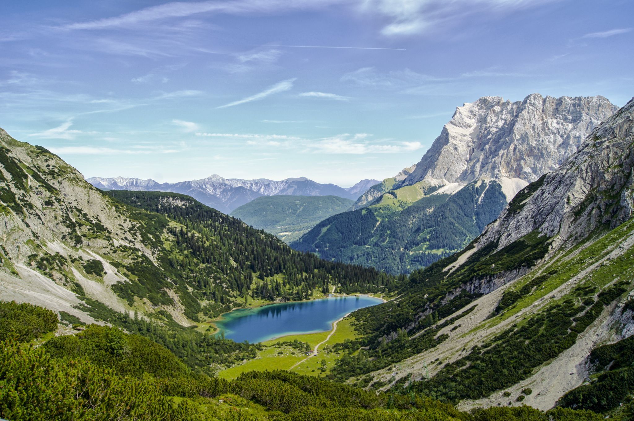 Coburger Hütte and Drachensee, View to Seebensee, Austria