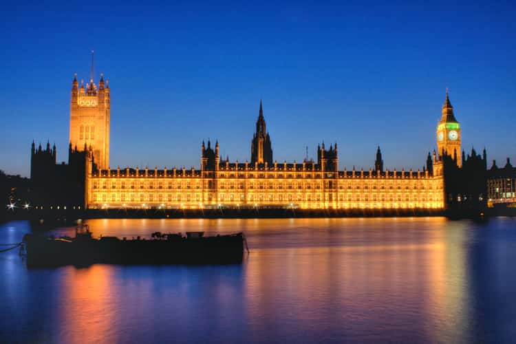 Sunset at Eight over The Houses of Paliament, London