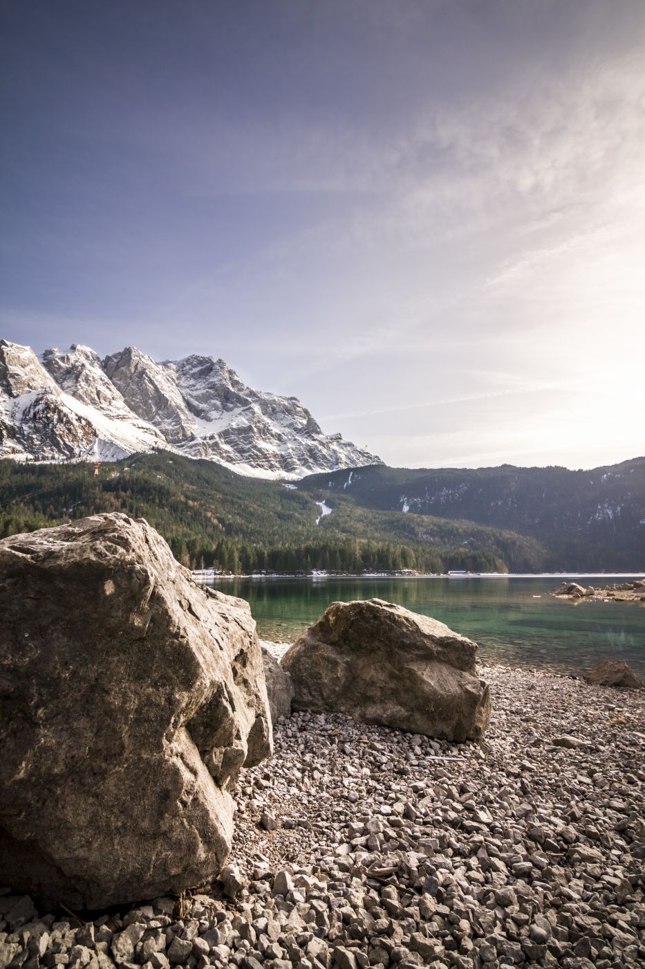 View over Eibsee to Zugspitze, Germany
