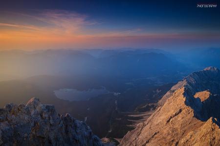 Zugspitze Sunset - View of the Eibsee