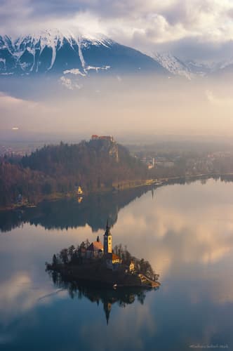 View from Ojstrica on Lake Bled