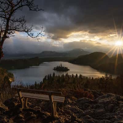 View from Ojstrica on Lake Bled, Slovenia