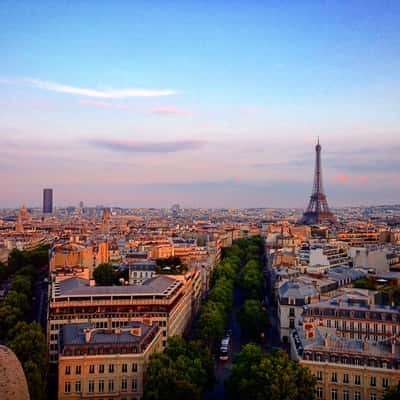 Eiffel Tower from the top of Arc de Triomphe, Paris, France