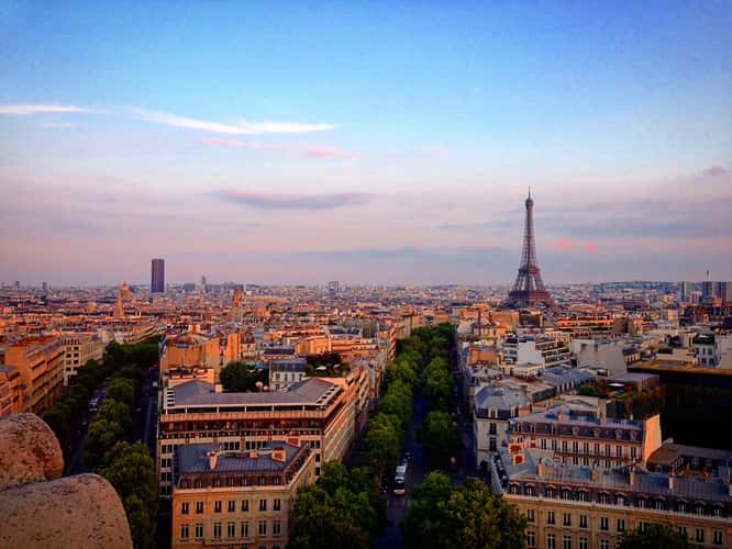 Eiffel Tower from the top of Arc de Triomphe, Paris