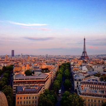 Eiffel Tower from the top of Arc de Triomphe, Paris, France