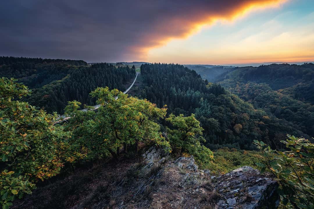 The final image of Germany's longest rope bridge near Geierlay, composed together with luminosity masks to get the best exposed parts of all of these 3 shots.