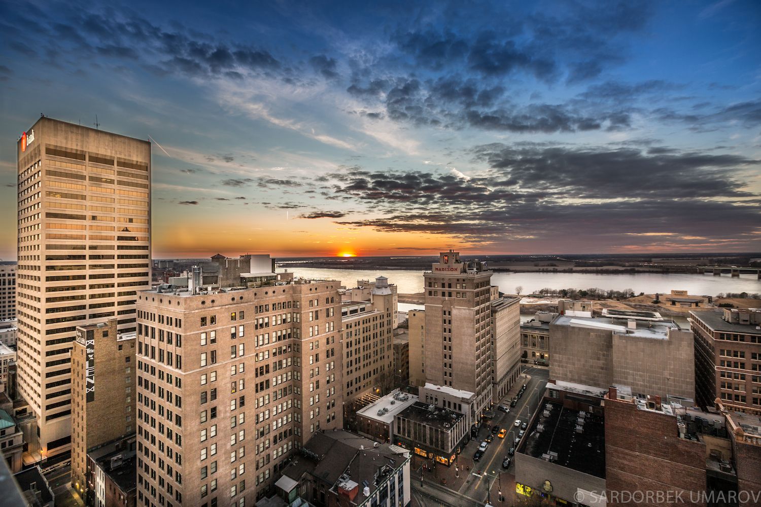 Sunset view from The Exchange Suites, USA
