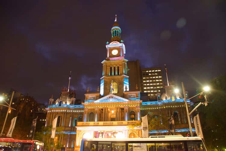 Sydney Town Hall at night