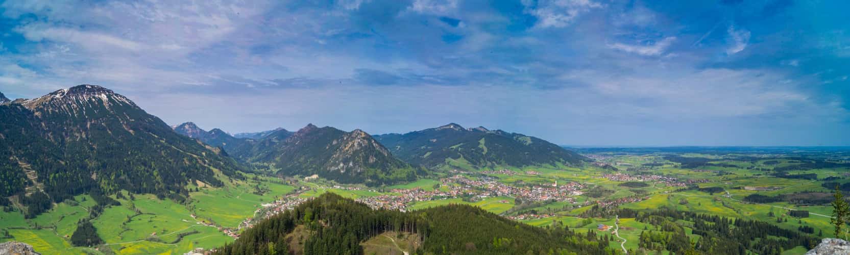 View over Pfronten from castle ruin 'Falkenstein'