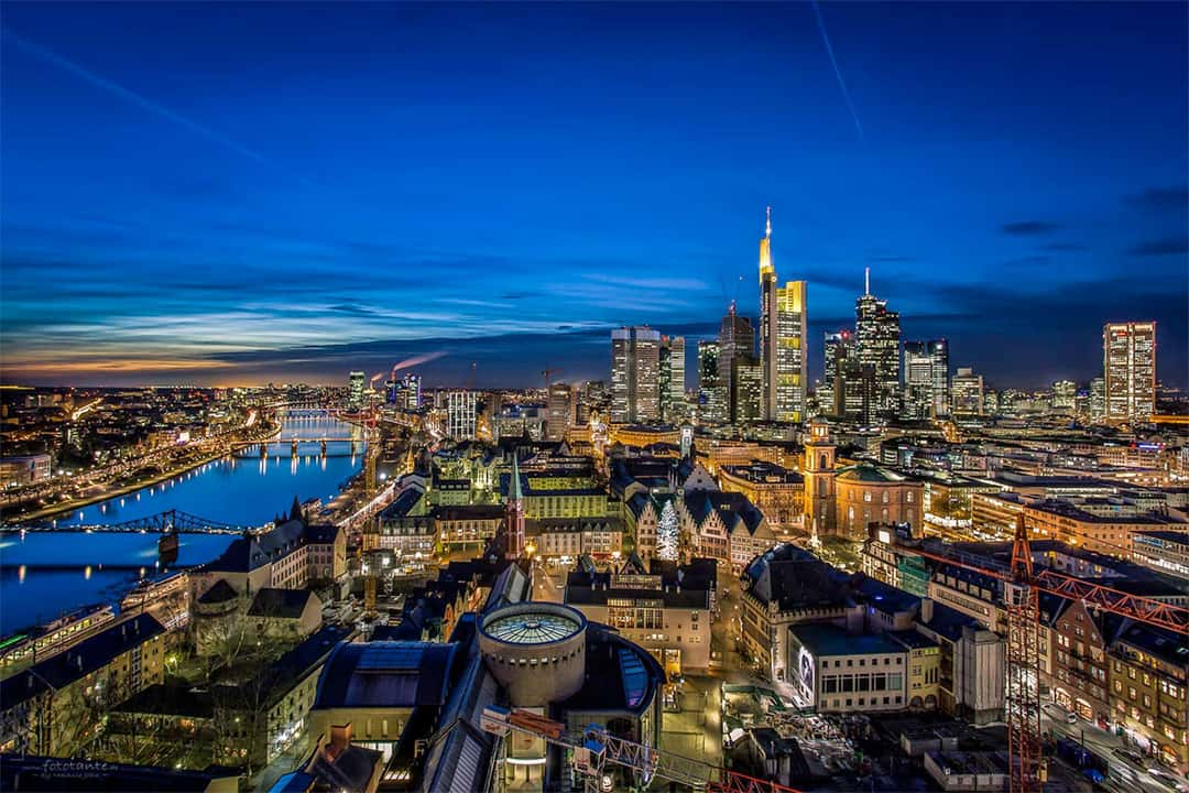 View from Frankfurt Cathedral towards the skyline of the city - photo by Melanie John