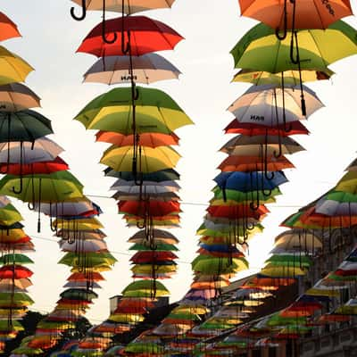 Čakovec's umbrella installation, Croatia