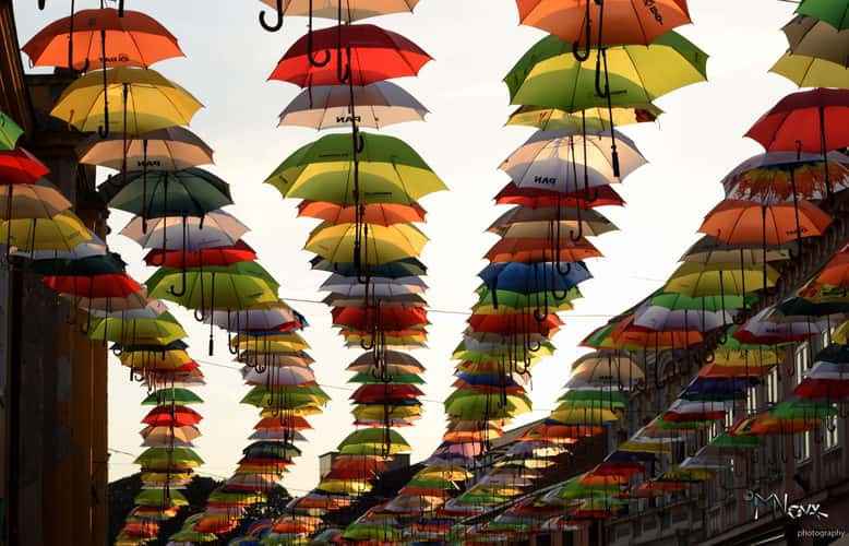 Čakovec's umbrella installation
