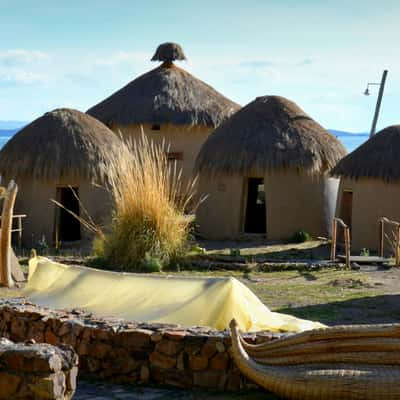 Reed huts at Lake Titicaca, Peru