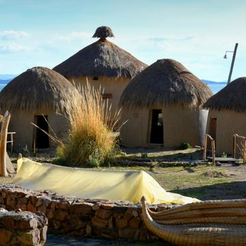 Reed huts at Lake Titicaca, Peru