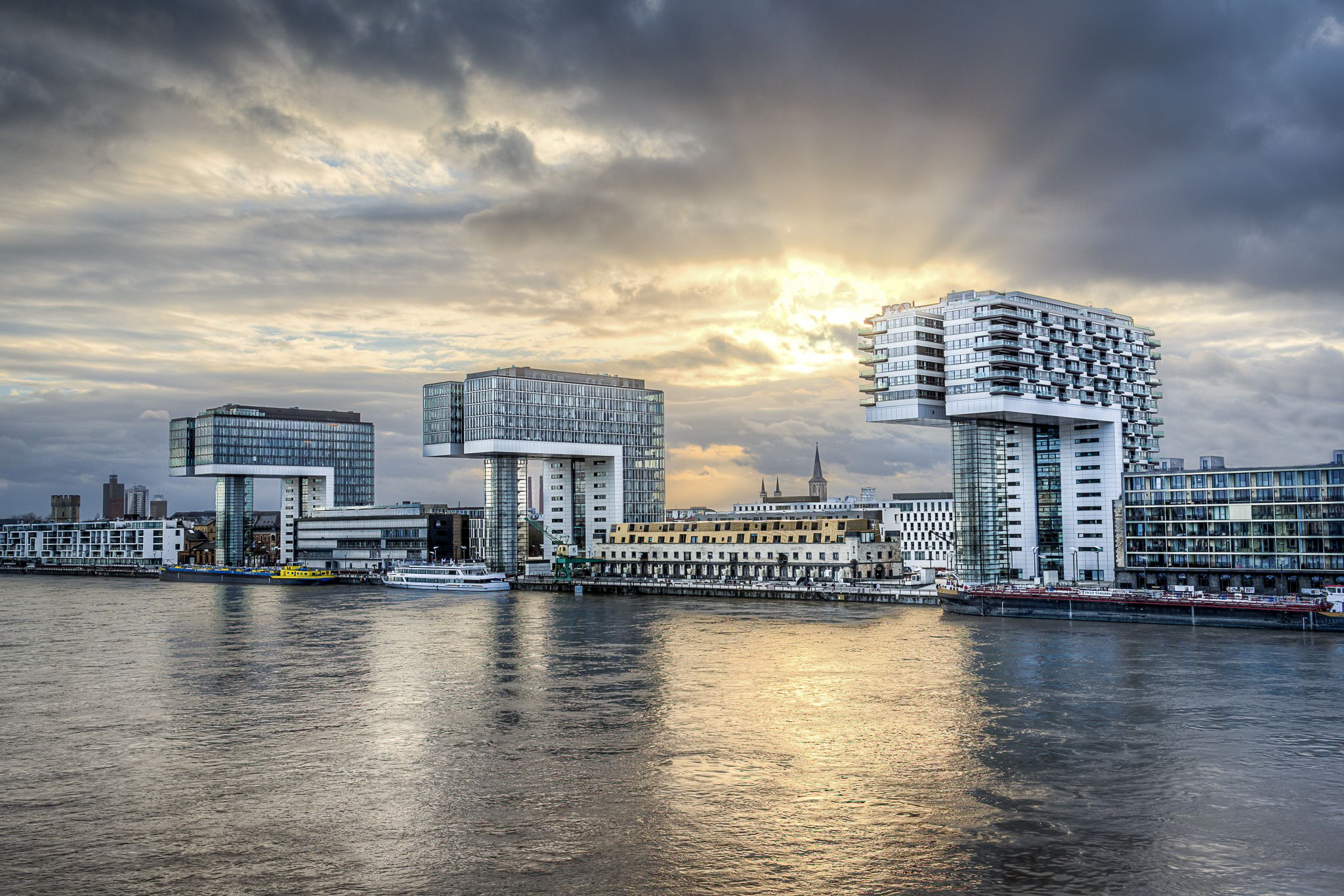 Cranehouses from Severins Bridge, Cologne, Germany