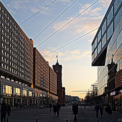 Sunset at the Red City Hall in Berlin, Germany