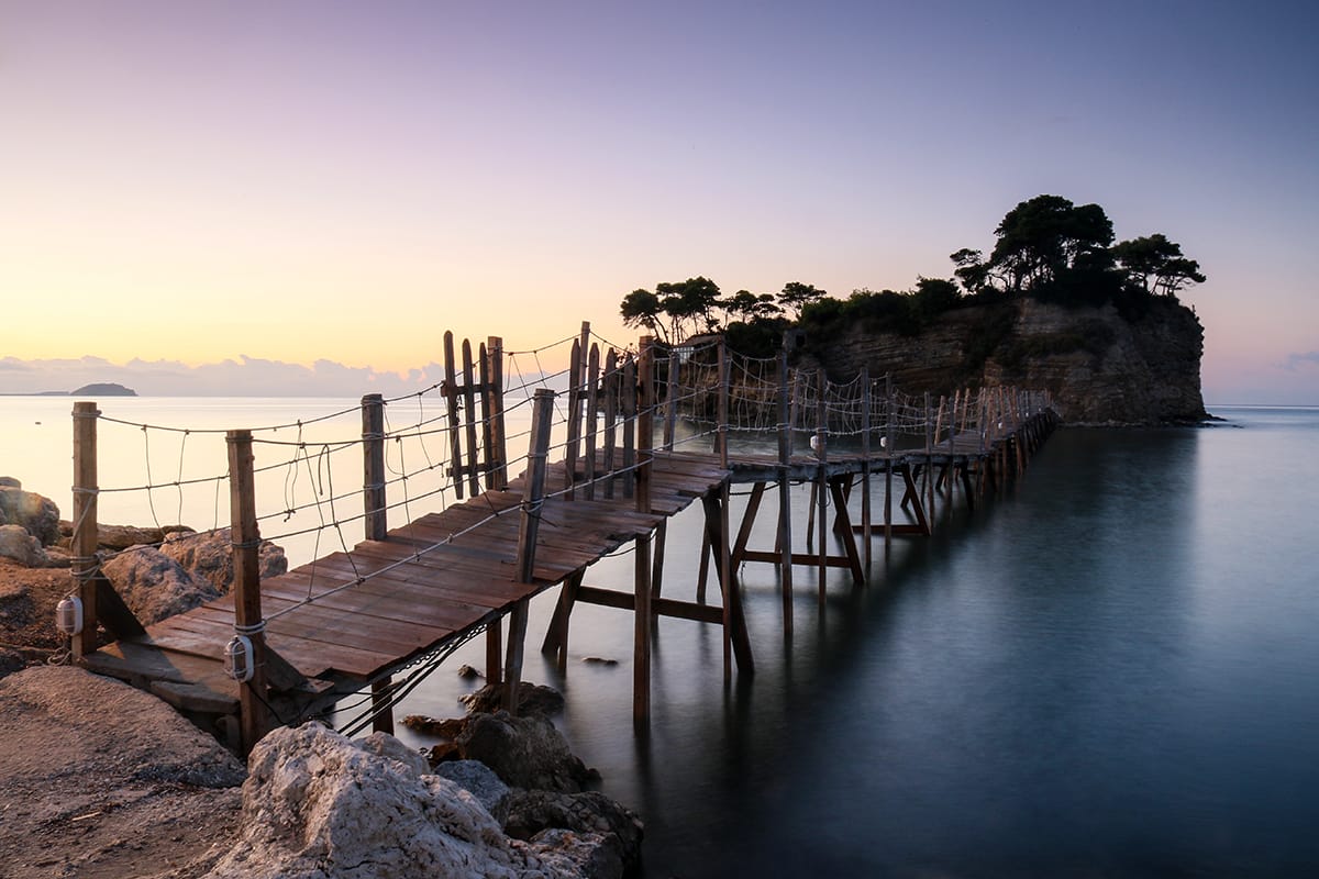 The bridge to Cameo Island at Agios Sostis, Zakynthos, Greece