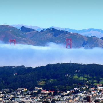 The peeks of the Golden Gate Bridge, USA