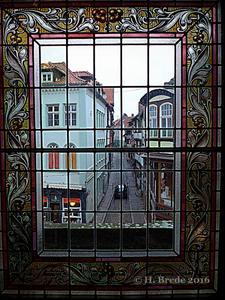 View out of the town hall of Quedlingburg
